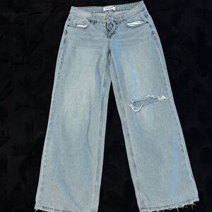 RSQ Light Blue Wide-Leg Distressed Jeans